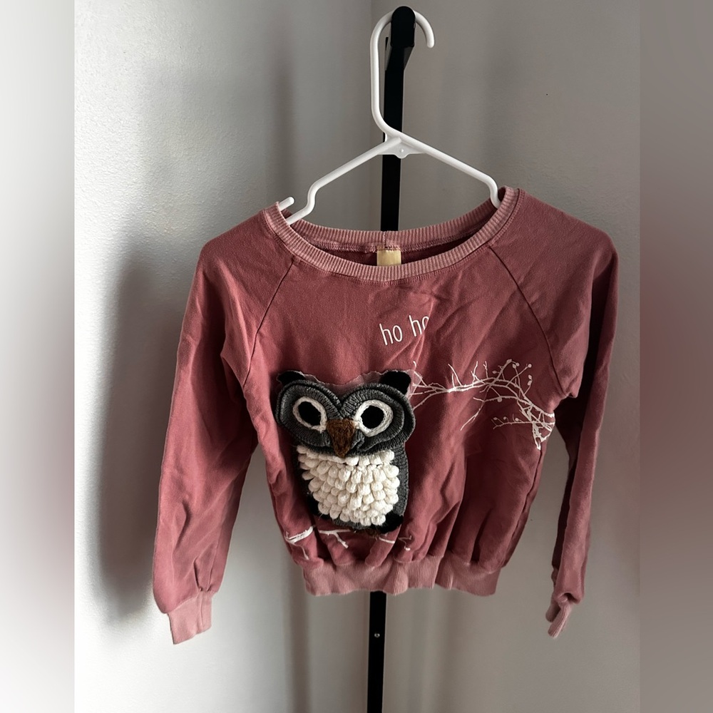 Guapa Girls Medium Owl Sweater | Pink Long Sleeve Kids Top